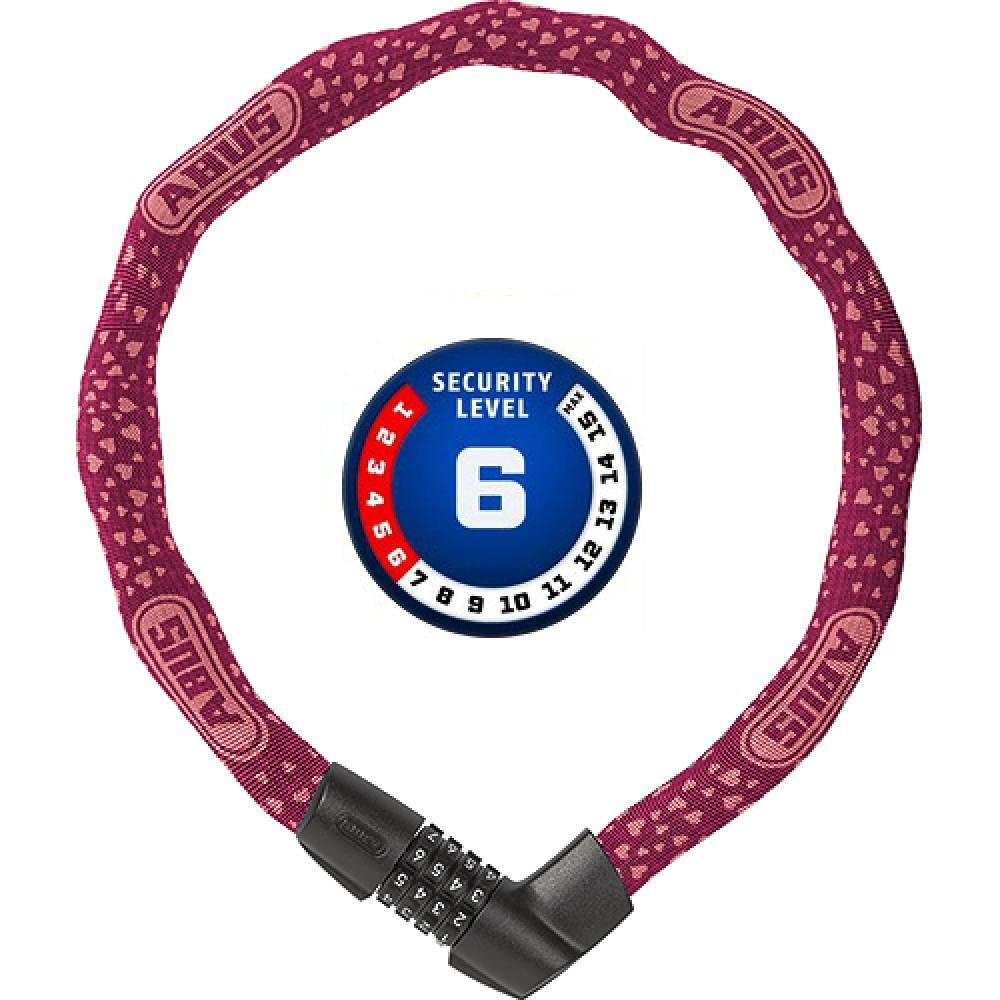 Abus Unisex Adult's 1385/75 Cherry Heart Chain Lock, red, 75 cm
