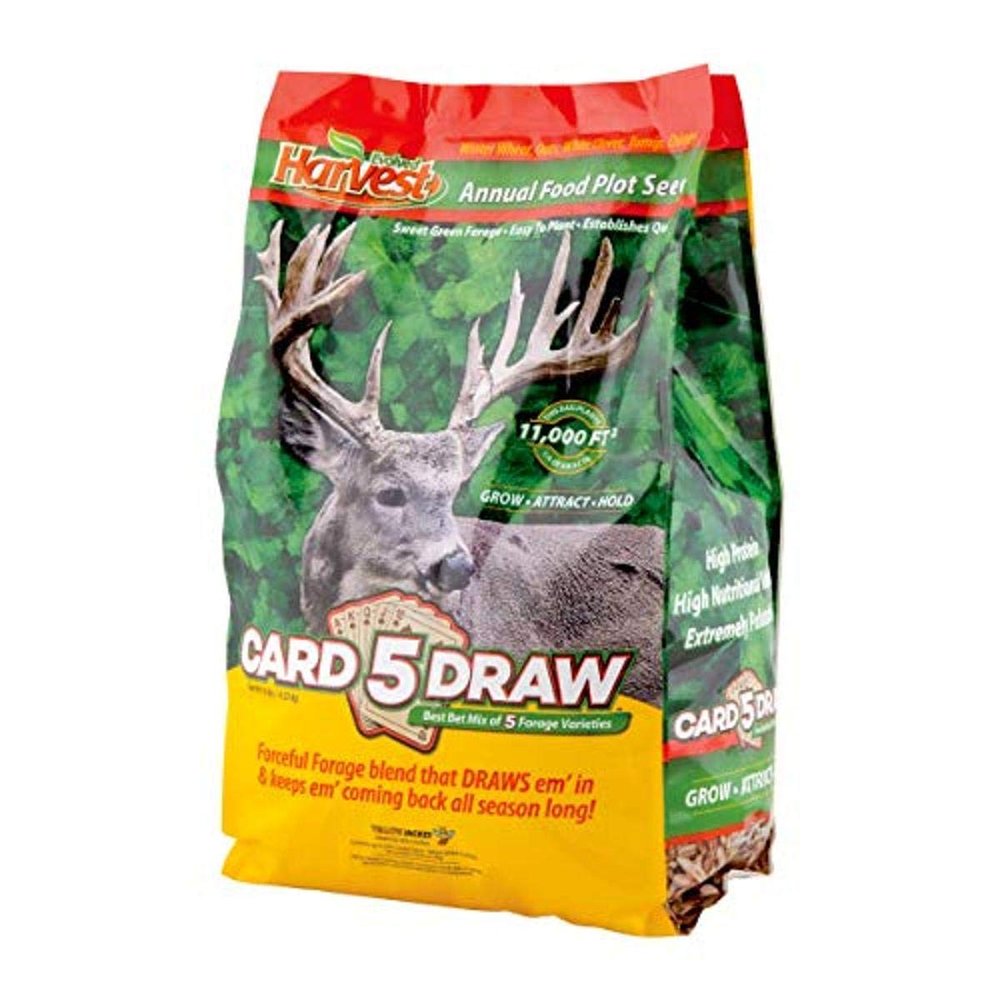 Evolved Harvest 5 Card Draw Food Plot Seed - All Season Long High-Protein & Minerals Forage for Deer, Green