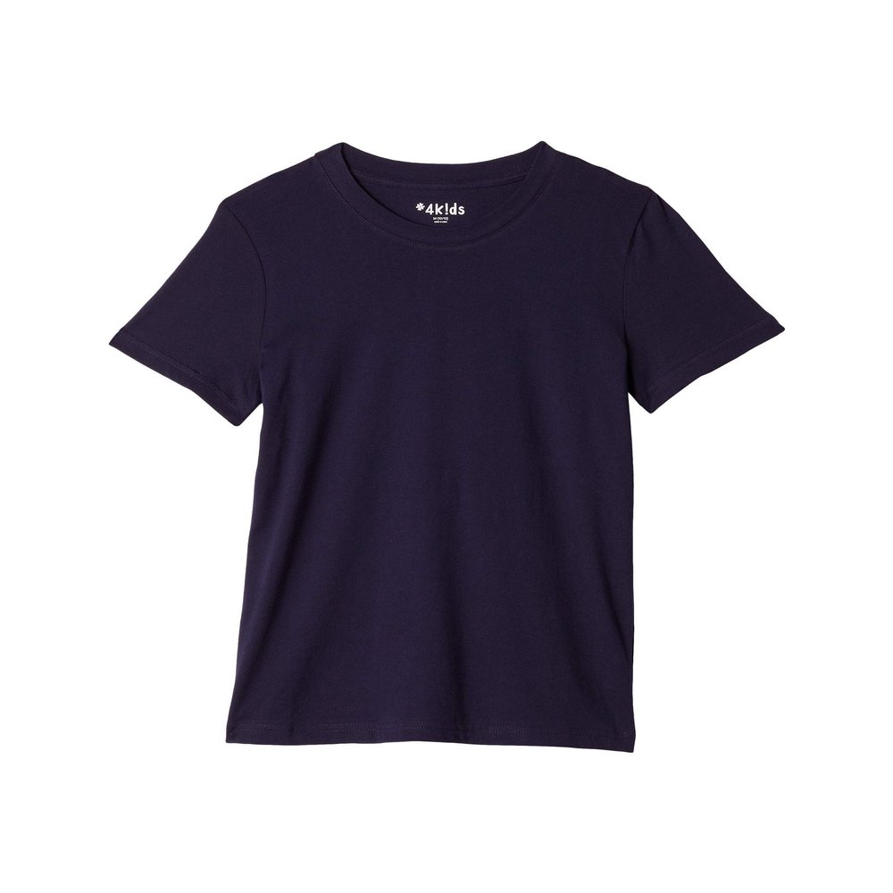 #4K!DS Girl's Essential Short Sleeve T-Shirt (Little Kids/Big Kids) Navy XS (4-5 Little Kid)