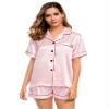 LecGee Womens Silk Satin Pajamas Short Sleeve Loungewear Two-Piece Sleepwear Button-Down Pj Set view 2