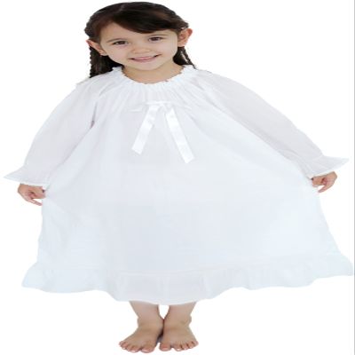 610 YOU Toddler Nightgown for Girls, White Cotton Victorian Princess Long Sleeve Pajama Dress for Kids, 5T-6X