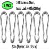 Branded Boards Heavy Duty Bushcraft Stainless Steel Carabiner Spring Snap Clip Link Hooks. 200-500lb Load. 2, 6 & 12 Packs (7cm-6-pack) view 3