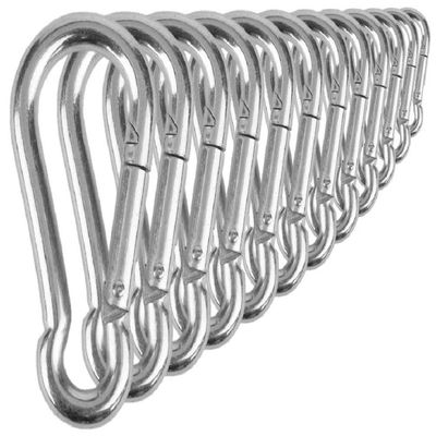 Branded Boards Heavy Duty Bushcraft Stainless Steel Carabiner Spring Snap Clip Link Hooks. 200-500lb Load. 2, 6 & 12 Packs (7cm-12-pack)