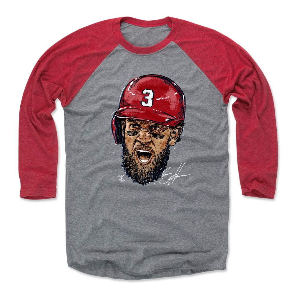 500 LEVEL Bryce Harper 3/4 Sleeve T-Shirt (Baseball Tee, XXX-Large, Red/Heather Gray) - Bryce Harper Scream WHT