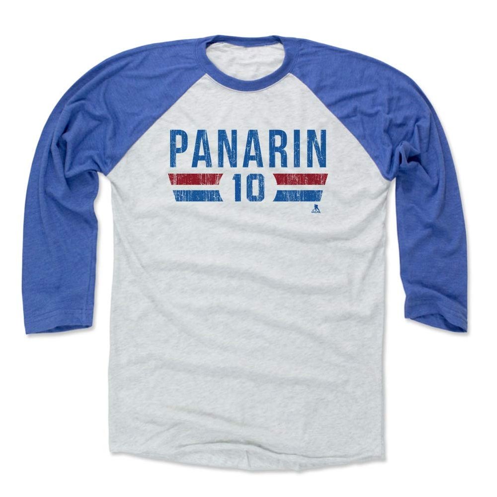 500 LEVEL Artemi Panarin 3/4 Sleeve T-Shirt (Baseball Tee, X-Large, Royal/Ash) - Artemi Panarin New York Font