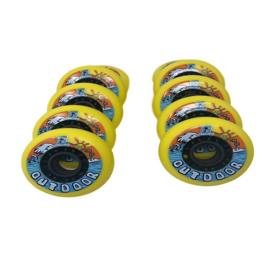G Good Gear Outdoor Hockey Wheels with Bearings Asphalt (8 Pack Wheels Only, 76mm)