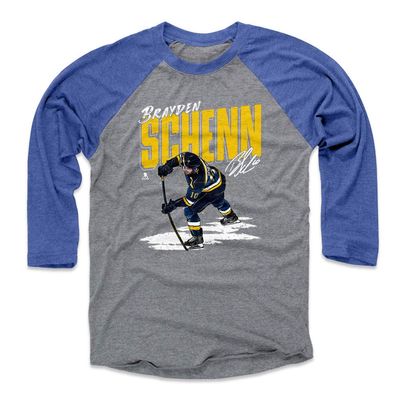 500 LEVEL Brayden Schenn Tee Shirt (Baseball Tee, XXX-Large, Royal/Heather Gray) - St. Louis Raglan Tee - Brayden Schenn Chisel WHT