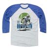 500 LEVEL Brian Bosworth 3/4 Sleeve T-Shirt (Baseball Tee, XXX-Large, Royal/Ash) - Brian Bosworth Seattle Skyline view 1