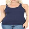 Zenana Women's Plain Solid Color Ribbed Racerback Tank Top Shirt Plus Sizes (Medium, Navy) view 1