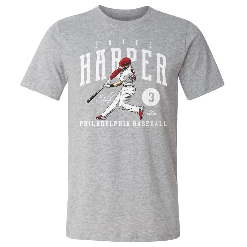 500 LEVEL Bryce Harper Shirt (Cotton, XX-Large, Heather Gray) - Bryce Harper Game WHT