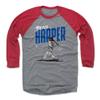 500 LEVEL Bryce Harper 3/4 Sleeve T-Shirt (Baseball Tee, XXX-Large, Red/Heather Gray) - Bryce Harper Chisel WHT view 1