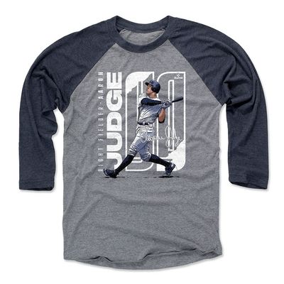 500 LEVEL Aaron Judge 3/4 Sleeve T-Shirt (Baseball Tee, XXX-Large, Navy/Heather Gray) - Aaron Judge Stretch WHT