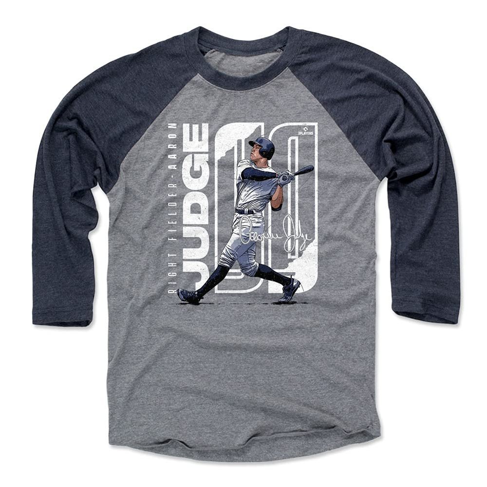 500 LEVEL Aaron Judge 3/4 Sleeve T-Shirt (Baseball Tee, XXX-Large, Navy/Heather Gray) - Aaron Judge Stretch WHT