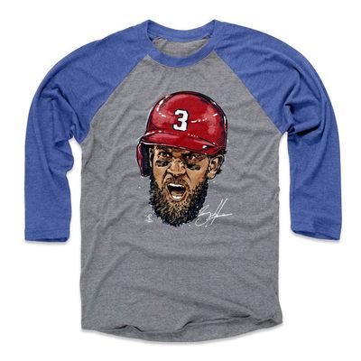 500 LEVEL Bryce Harper 3/4 Sleeve T-Shirt (Baseball Tee, XXX-Large, Royal/Heather Gray) - Bryce Harper Scream WHT