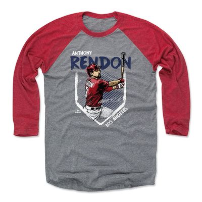 500 LEVEL Anthony Rendon 3/4 Sleeve T-Shirt (Baseball Tee, XXX-Large, Red/Heather Gray) - Anthony Rendon Base WHT