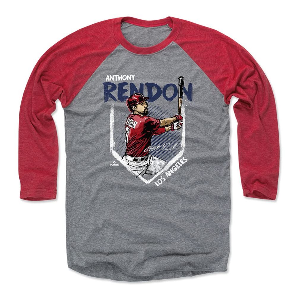 500 LEVEL Anthony Rendon 3/4 Sleeve T-Shirt (Baseball Tee, XXX-Large, Red/Heather Gray) - Anthony Rendon Base WHT