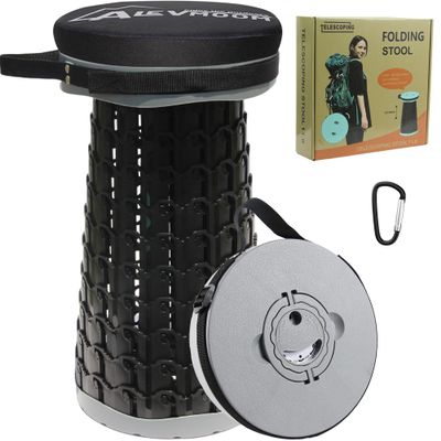 ALEVMOOM XXL 18.1" Telescoping Stool with Thick Cushion, Portable Telescoping More Sturdy Capacity 800Ib,Collapsible Retractable Adjustable Folding Stool for Garden Hiking Fishing BBQ