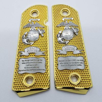 1911 Grips Full Size for Colt Rock Island Springfield Taurus Gold Nickel