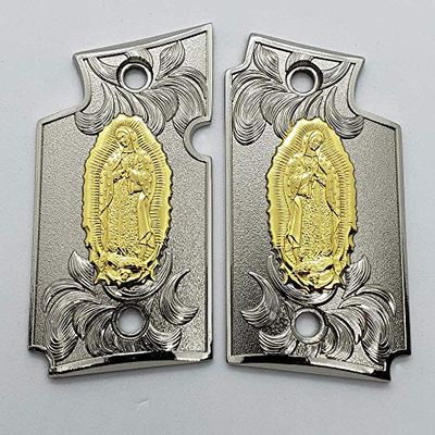 Virgin Mary P238 Grips Scroll Metal Nickel Gold Lady of Guadalupe