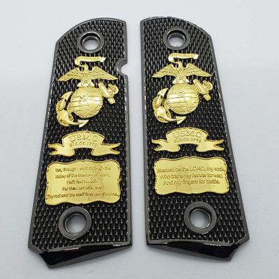 1911 Grips Full Size for Colt Rock Island Springfield Taurus Black and All fits Standard Government 1911 Models Gold