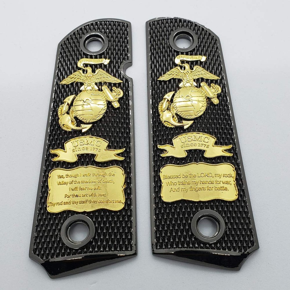 1911 Grips Full Size for Colt Rock Island Springfield Taurus Black and All fits Standard Government 1911 Models Gold