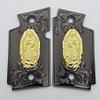 Virgin Mary P238 Grips Scroll Metal Grips Black Gold Lady of Guadalupe view 1