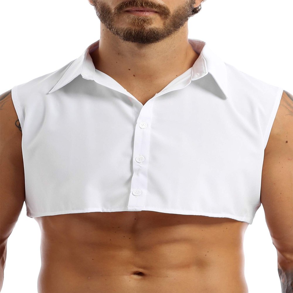 Agoky Mens Fashion Fake Collar Detachable Dickey Collar Solid Color Decorative Half Shirts White X-Large
