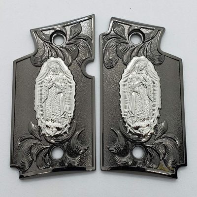 Virgin Mary P238 Grips Scroll Metal Black Nickel Lady of Guadalupe