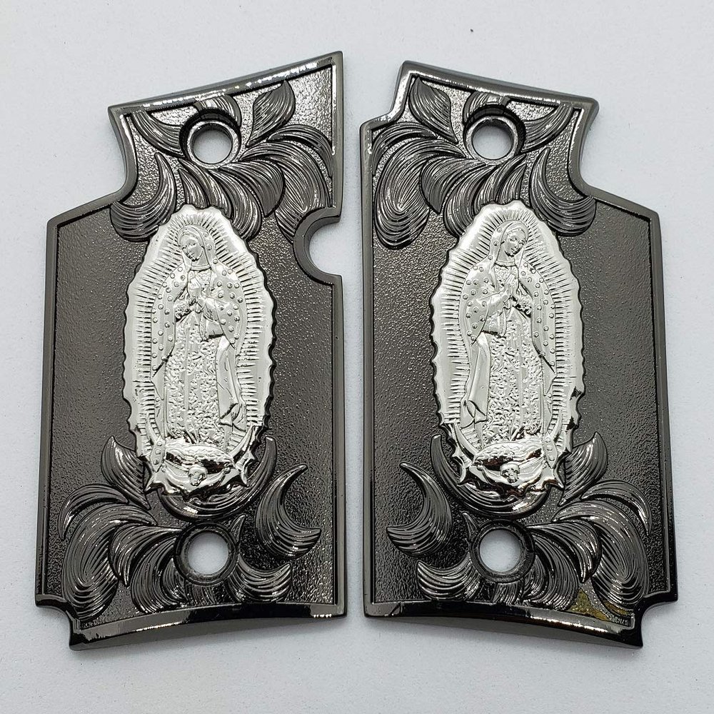 Virgin Mary P238 Grips Scroll Metal Black Nickel Lady of Guadalupe