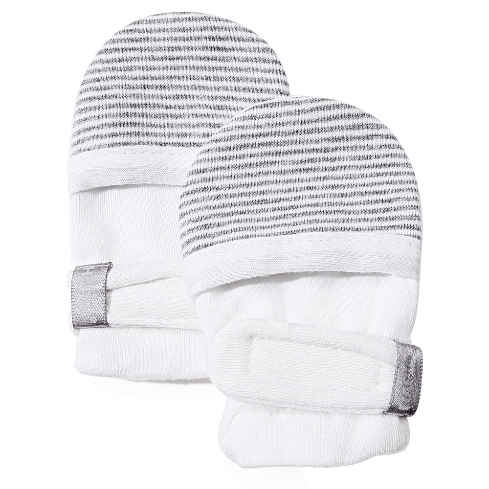 HAPIU Baby No Scratch Mittens,Newborn Baby Mittens,Gray Stripe,0-3 Months