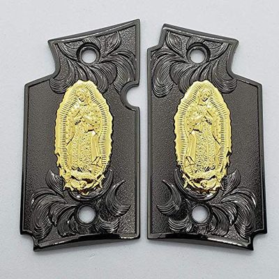 Virgin Mary P938 Grips Scroll Metal Black Gold Lady of Guadalupe