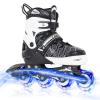Nattork Adjustable Inline Skates for Toddler Boys with Light up Wheels - Kids Black Blades Gift for Roller Beginners Size 10J 11J 12J Ages 3 4 5 6 view 1