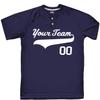 Custom Baseball Jersey 2 Button Solid Color with Logo| Navy | Youth Small view 2
