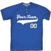 Custom Baseball Jersey 2 Button Solid Color with Logo| Royal | Youth XL view 2