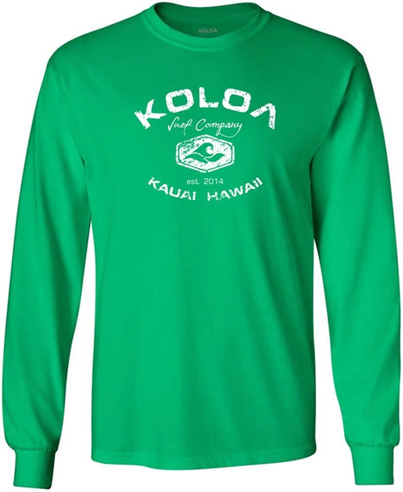 Joe's USA Koloa Surf Vintage Logo Heavy Cotton Long Sleeve T-Shirt, 2XL, Kelly