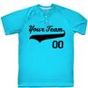 Custom Baseball Jersey 2 Button Solid Color with Logo| Neon Blue | Youth Small view 2