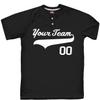 Custom Baseball Jersey 2 Button Solid Color with Logo| Black | Youth Small view 2
