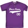 Custom Baseball Jersey 2 Button Solid Color with Logo| Purple | Youth Large view 2