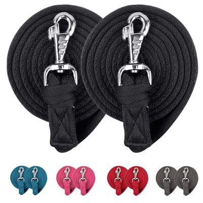 Derby Originals Pair of 10' Flat Soft Grip Cotton Lead Ropes with Removable Snap for Horses and Livestock