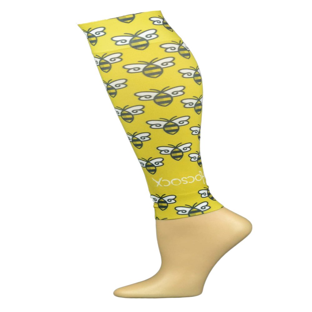 Hocsocx Bees Performance Liner Socks Moisture Wicking Protection for Field Hockey Soccer Ski Horseback Riding, Small (Youth)