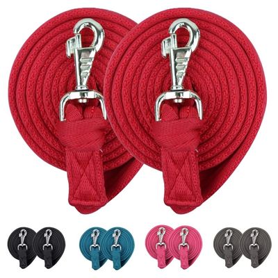 Derby Originals Pair of 7' Flat Soft Grip Cotton Lead Ropes with Removable Snap for Horses and Livestock