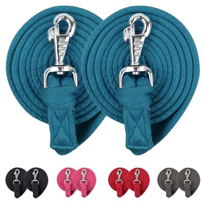 Derby Originals Pair of 10' Flat Soft Grip Cotton Lead Ropes with Removable Snap for Horses and Livestock