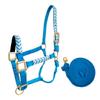 Tahoe Tack Patterned Nylon Adjustable Horse Halters with Padded Noseband and Matching 10 Soft Grip Lead Rope (Full/Average, Blue Chevron and Hurricane Blue) view 2