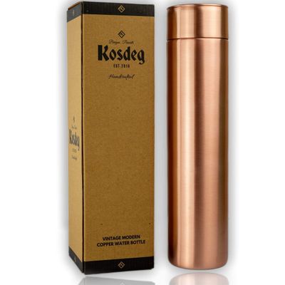 Kosdeg Copper Water Bottle - 34oz Vintage Modern Design - An Ayurvedic Pure Copper Vessel For Drinking- Drink More Water, Lower Your Sugar Intake And Enjoy The Health Benefits Immediately
