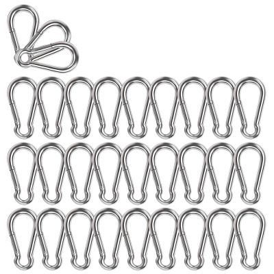 Spring Snap Hook, Lsqurel 304 Stainless Steel Carabiner Steel Clips Keychain Heavy Duty Quick Link for Camping Hiking Traveling (M8 30pcs)