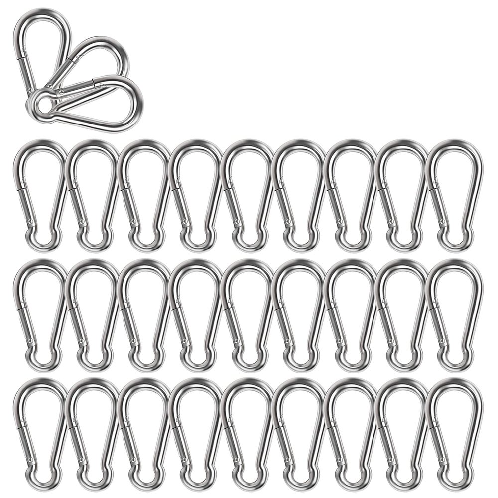 Spring Snap Hook, Lsqurel 304 Stainless Steel Carabiner Steel Clips Keychain Heavy Duty Quick Link for Camping Hiking Traveling (M8 30pcs)
