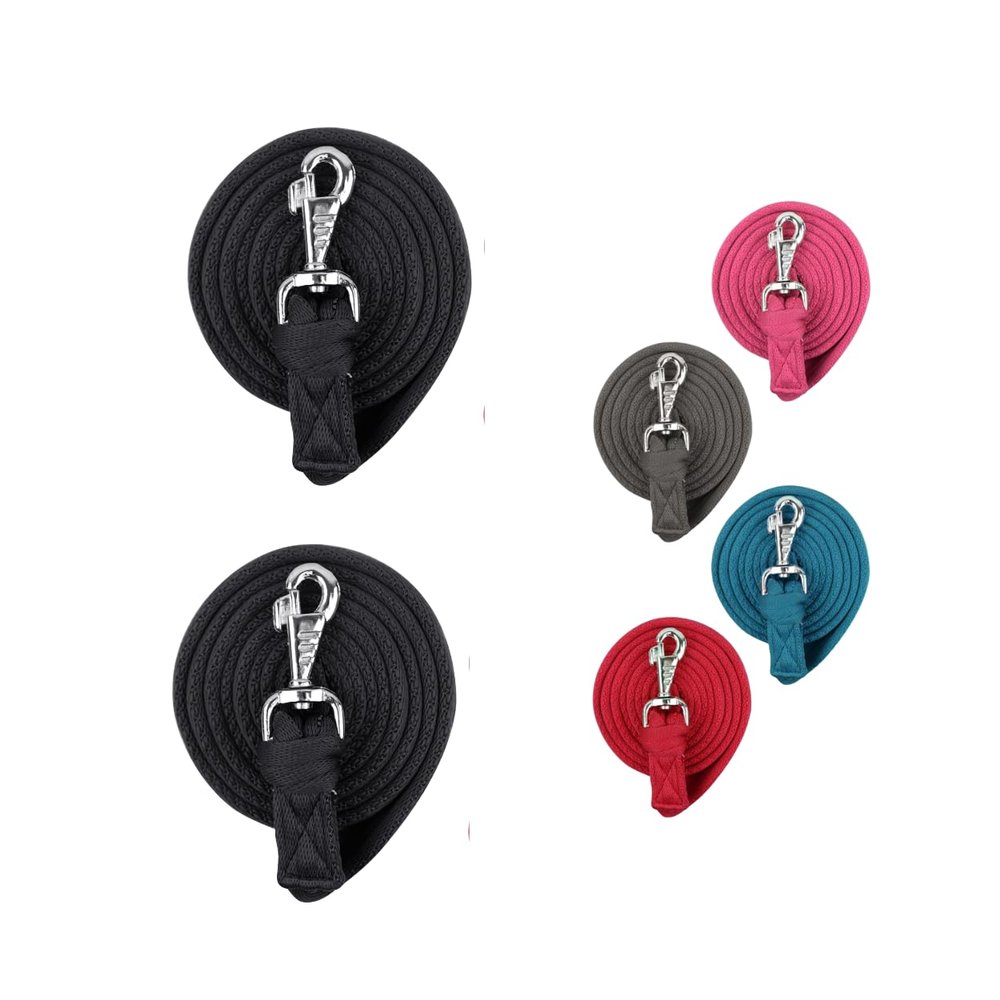 Derby Originals Pair of 7' Flat Soft Grip Cotton Lead Ropes with Removable Snap for Horses and Livestock