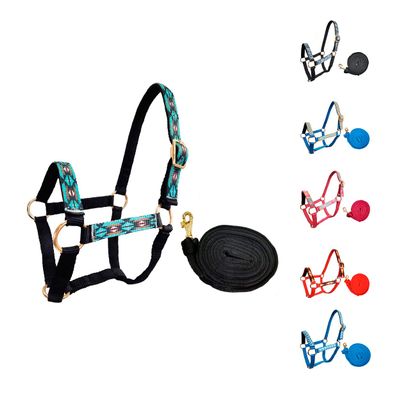 Tahoe Tack Patterned Nylon Mini Horse Halters with Padded Noseband and Matching 7 Soft Grip Lead Rope - 6 Month Warranty