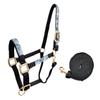 Tahoe Tack Patterned Nylon Adjustable Horse Halters with Padded Noseband and Matching 10 Soft Grip Lead Rope (Full/Average, Paisley and Charcoal) view 2
