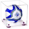 Better Display Cases Acrylic Display Case for Collectibles, Full Size Soccer Ball Display Case, Purple Risers & White Base, Handcrafted Showcase Box.DIM;9.75" L x 9.75" W x 9.75" H. (B02) view 1